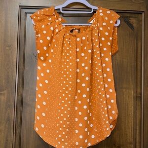 Lauren Conrad burnt orange with polka dots blouse X-small